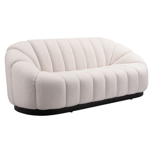 HomeRoots 85" Cream Polyester Sofa - Contemporary Elegance for Your Living Room, Durable & Comfortable Design 557022