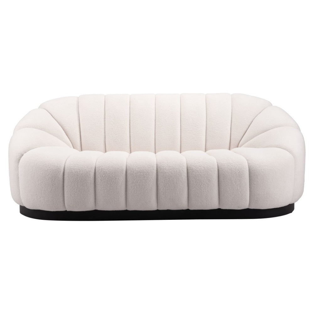 HomeRoots 85" Cream Polyester Sofa - Contemporary Elegance for Your Living Room, Durable & Comfortable Design 557022