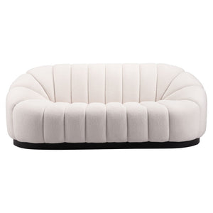 HomeRoots 85" Cream Polyester Sofa - Contemporary Elegance for Your Living Room, Durable & Comfortable Design 557022