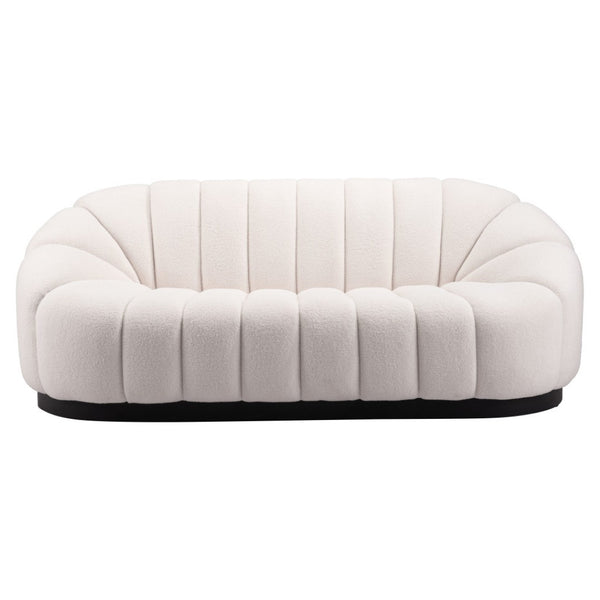 HomeRoots 85" Cream Polyester Sofa - Contemporary Elegance for Your Living Room, Durable & Comfortable Design 557022