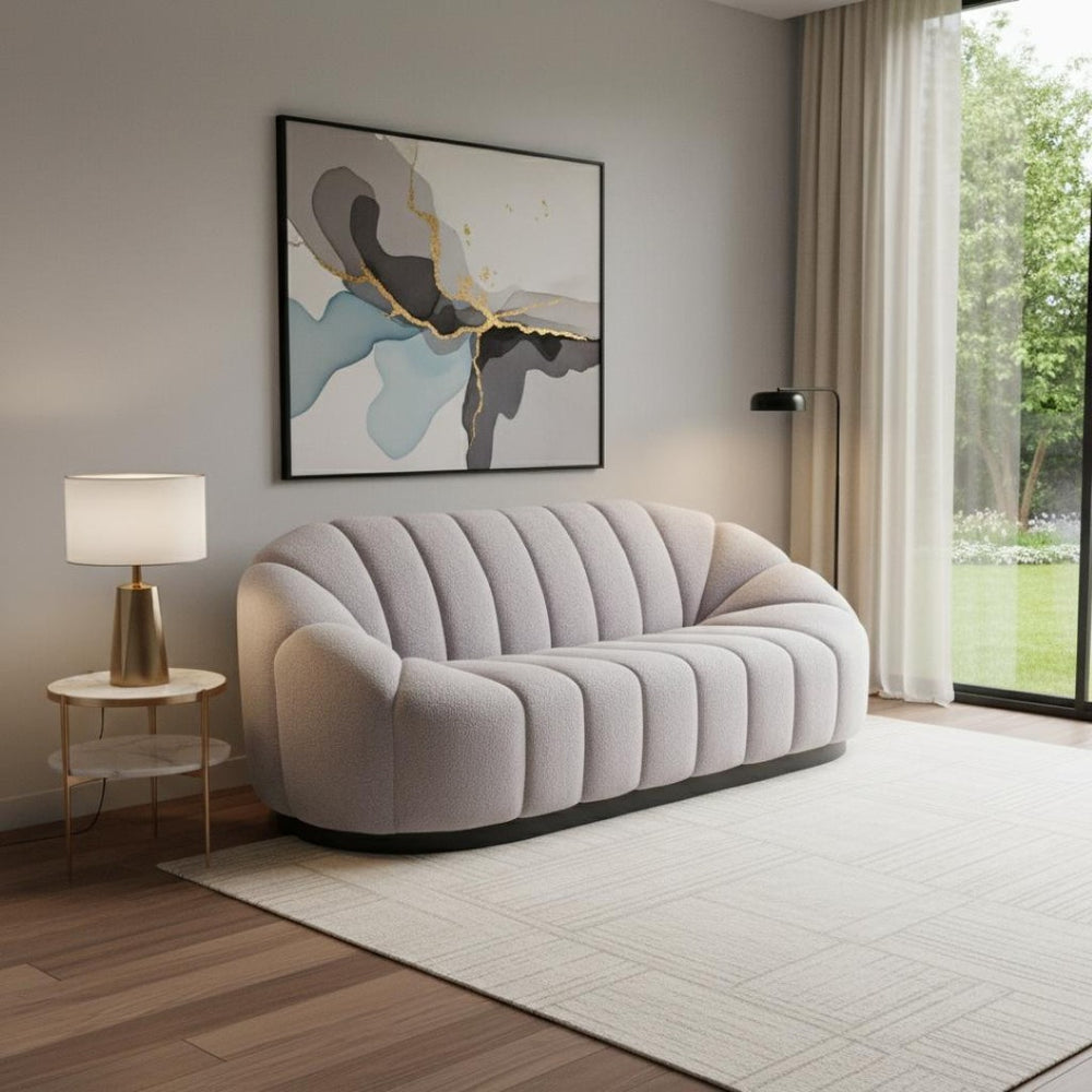 HomeRoots 85" Gray Polyester Sofa - Modern Elegance with Durable Design, Perfect for Living Rooms & Offices 557023
