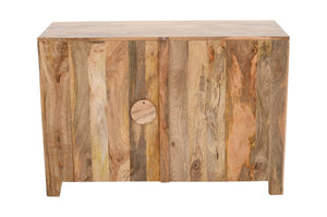HomeRoots 30" Natural Solid Wood Accent Cabinet with Hand-Carved Floral Doors for Elegant Storage Solutions 557028