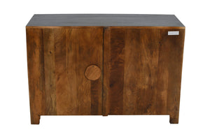HomeRoots 30" Gray Distressed Solid Wood Accent Cabinet - Hand-Carved Doors, Vintage Charm & Ample Storage 557029