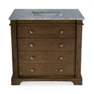 Butler Specialty Hanson Single Bathroom Vanity Set With Carrara Marble Top And Ample Storage For Elegant Spaces Medium Brown Acacia Solids,Mdf,Ceramic Sink,Carrara Marble 5570415-butler