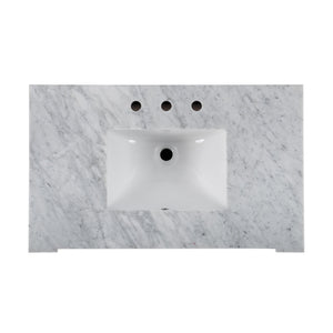 Butler Specialty Hanson Single Bathroom Vanity Set With Carrara Marble Top And Ample Storage For Elegant Spaces Medium Brown Acacia Solids,Mdf,Ceramic Sink,Carrara Marble 5570415-butler