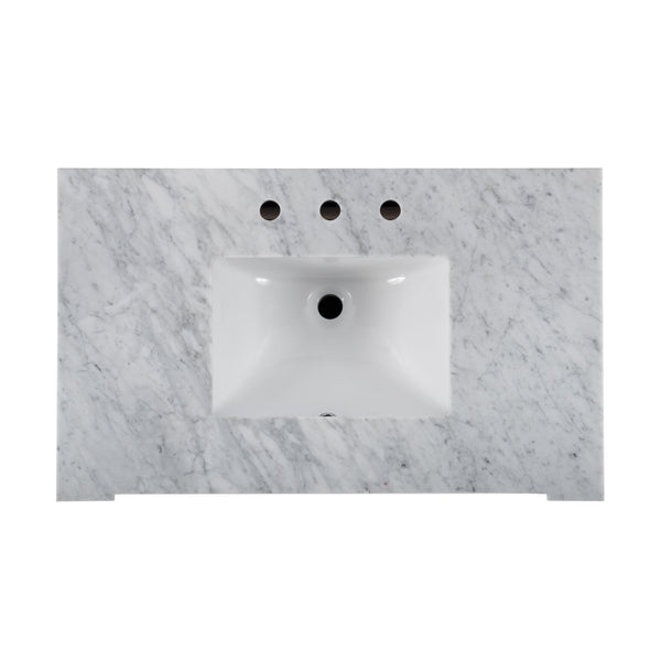 Butler Specialty Hanson Single Bathroom Vanity Set With Carrara Marble Top And Ample Storage For Elegant Spaces Medium Brown Acacia Solids,Mdf,Ceramic Sink,Carrara Marble 5570415-butler