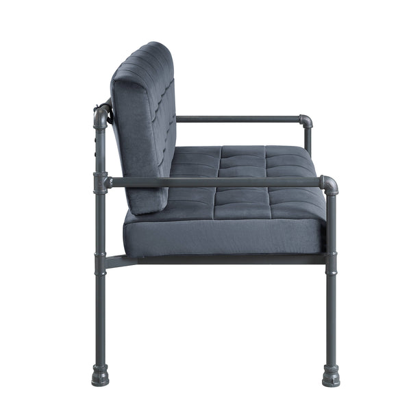 English Elm Brantley Plush Gray Velvet Loveseat with Sandy Gray Finish, Memory Foam Seats, Metal Frame, KD B2726P288748