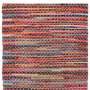 Homeroots 3' X 5' Hand Woven Striped Area Rug In Red And Black – Unique Artisan Craftsmanship For Cozy Spaces  Cotton Blend 557077
