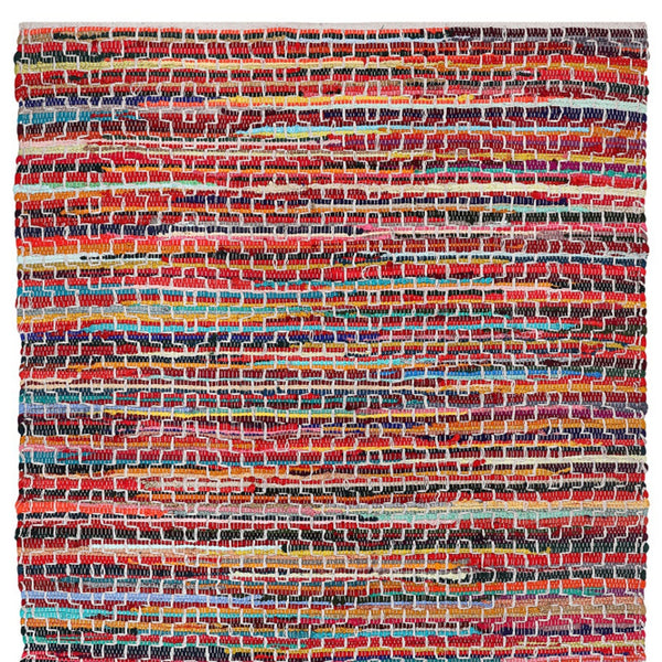 Homeroots 3' X 5' Hand Woven Striped Area Rug In Red And Black – Unique Artisan Craftsmanship For Cozy Spaces  Cotton Blend 557077