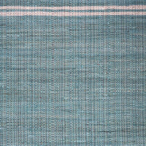 Homeroots 8' X 10' Teal Striped Hand Woven Area Rug With Stylish Fringe - Artisan Crafted For Unique Elegance  Cotton Blend 557083