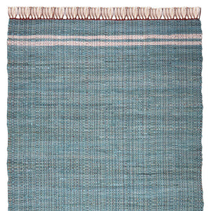 Homeroots 8' X 10' Teal Striped Hand Woven Area Rug With Stylish Fringe - Artisan Crafted For Unique Elegance  Cotton Blend 557083