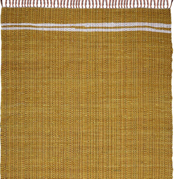 Homeroots 3' X 5' Mustard Striped Hand Woven Area Rug With Chic Fringe - Artisan Crafted For Unique Style  Cotton Blend 557084