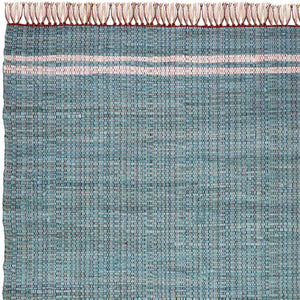 Homeroots 3' X 5' Teal Striped Hand Woven Area Rug With Unique Fringe - Artisan Crafted Accent For Home Decor  Cotton Blend 557085
