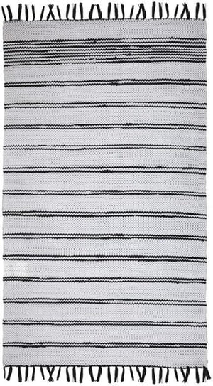 Homeroots 4' X 6' Hand Woven Black And White Striped Area Rug With Fringe – Modern, Unique, And Stylish Decor  Cotton Blend 557102