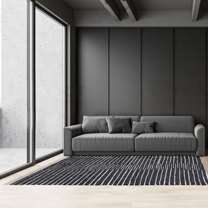 Homeroots 8' X 10' Hand Woven Black And White Striped Area Rug With Fringe - Modern Artistry For Your Home  Cotton Blend 557109