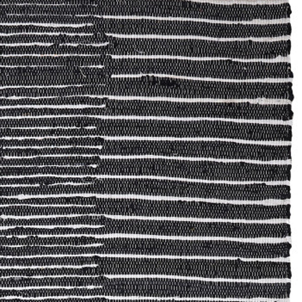 Homeroots 8' X 10' Hand Woven Black And White Striped Area Rug With Fringe - Modern Artistry For Your Home  Cotton Blend 557109