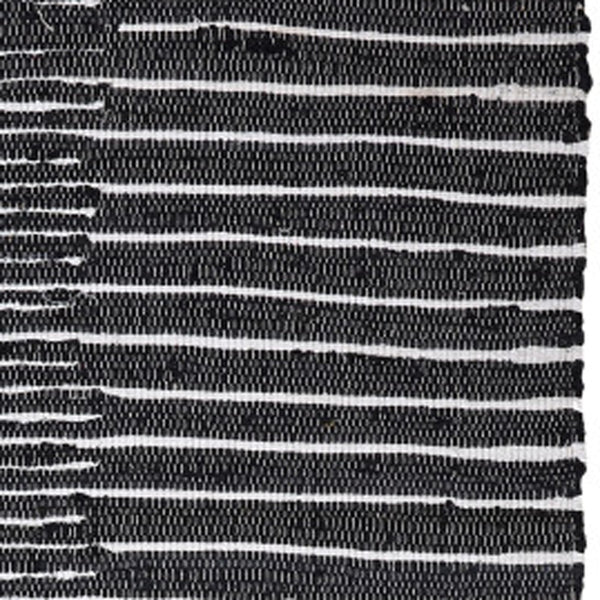 Homeroots 8' X 10' Hand Woven Black And White Striped Area Rug With Fringe - Modern Artistry For Your Home  Cotton Blend 557109