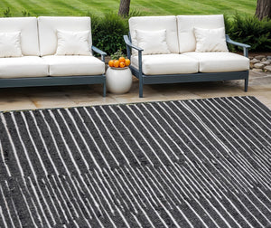 Homeroots 8' X 10' Hand Woven Black And White Striped Area Rug With Fringe - Modern Artistry For Your Home  Cotton Blend 557109