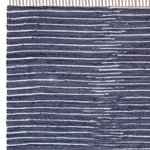 Homeroots 8' X 10' Hand Woven Navy And White Striped Area Rug With Fringe – Unique Artisan Craftsmanship!  Cotton Blend 557114