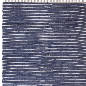 Homeroots 8' X 10' Hand Woven Navy And White Striped Area Rug With Fringe – Unique Artisan Craftsmanship!  Cotton Blend 557114