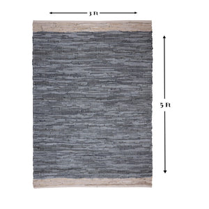 Homeroots 3' X 5' Gray And Beige Patchwork Handmade Area Rug - Unique Artisan Design For Indoor & Outdoor Style  Cotton Blend 557116