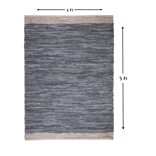 Homeroots 3' X 5' Gray And Beige Patchwork Handmade Area Rug - Unique Artisan Design For Indoor & Outdoor Style  Cotton Blend 557116