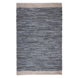 HomeRoots 8' Gray and Beige Hand Woven Patchwork Area Rug - Unique Cotton Blend, Soft Texture, Modern Elegance 557119