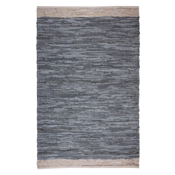 HomeRoots 8' Gray and Beige Hand Woven Patchwork Area Rug - Unique Cotton Blend, Soft Texture, Modern Elegance 557119