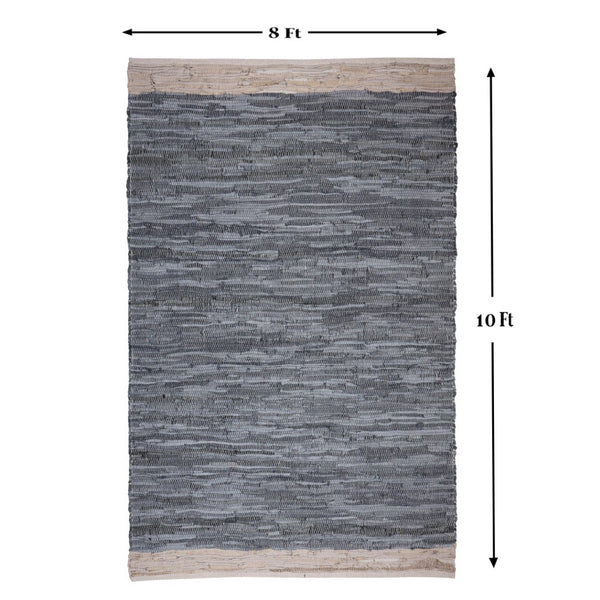 Homeroots 8' X 10' Hand Woven Gray And Beige Patchwork Area Rug – Unique Design For Stylish Living Spaces  Cotton Blend 557119