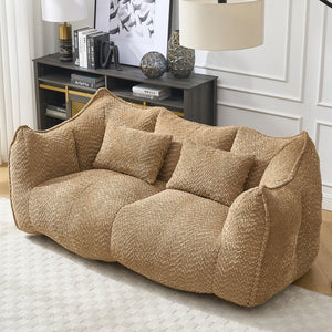 English Elm Soft Plush Foam Beanbag Chair for Two People, Square Recliner Sofa With Superfiber Comfort Embrace Coffee W1996P252275