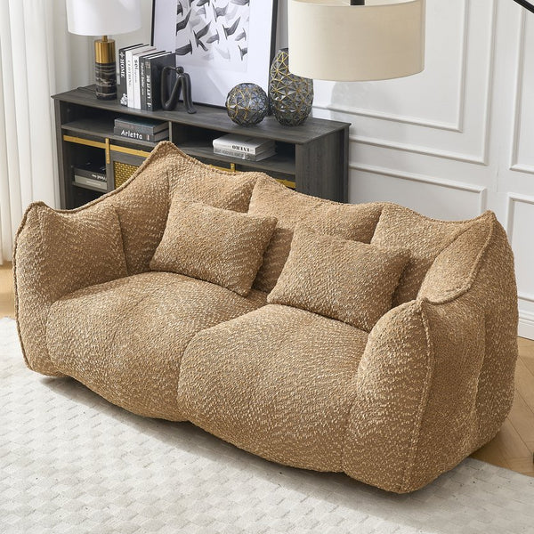 English Elm Soft Plush Foam Beanbag Chair for Two People, Square Recliner Sofa With Superfiber Comfort Embrace Coffee W1996P252275