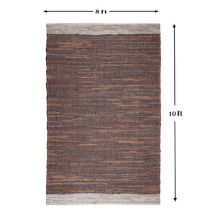 Homeroots 8' X 10' Hand Woven Tan And Beige Patchwork Area Rug - Unique Design To Elevate Your Living Space  Cotton Blend 557124