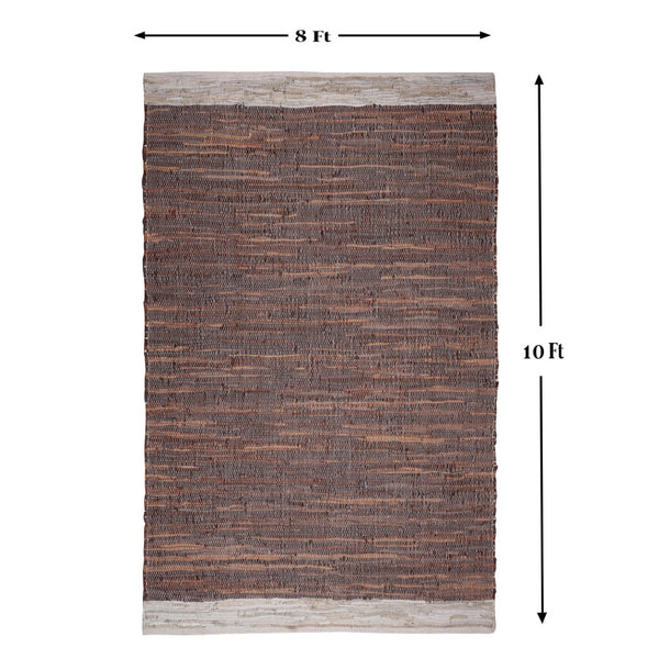Homeroots 8' X 10' Hand Woven Tan And Beige Patchwork Area Rug - Unique Design To Elevate Your Living Space  Cotton Blend 557124