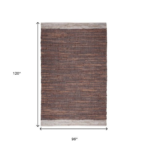 Homeroots 8' X 10' Hand Woven Tan And Beige Patchwork Area Rug - Unique Design To Elevate Your Living Space  Cotton Blend 557124