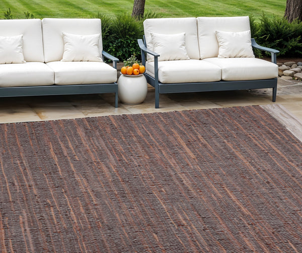 Homeroots 8' X 10' Hand Woven Tan And Beige Patchwork Area Rug - Unique Design To Elevate Your Living Space  Cotton Blend 557124