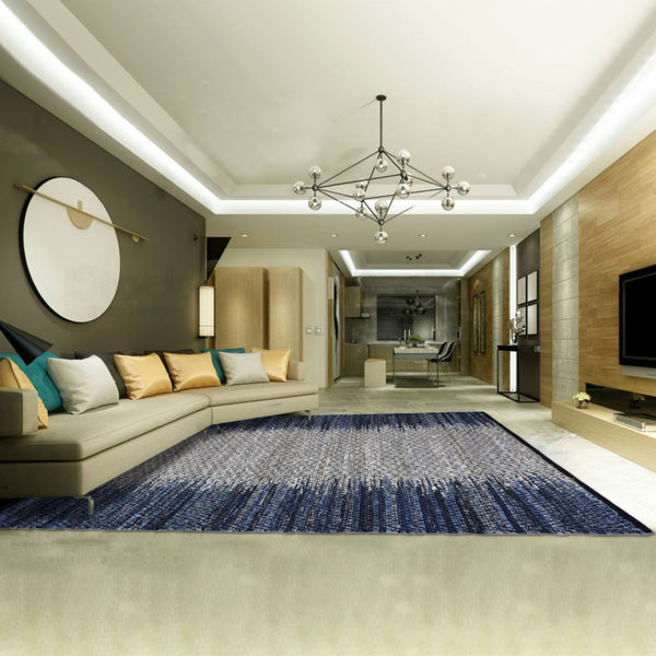 Homeroots 8' X 10' Hand Woven Blue Patchwork Area Rug - Unique Artisan Design For Stylish Home Décor  Cotton Blend 557129