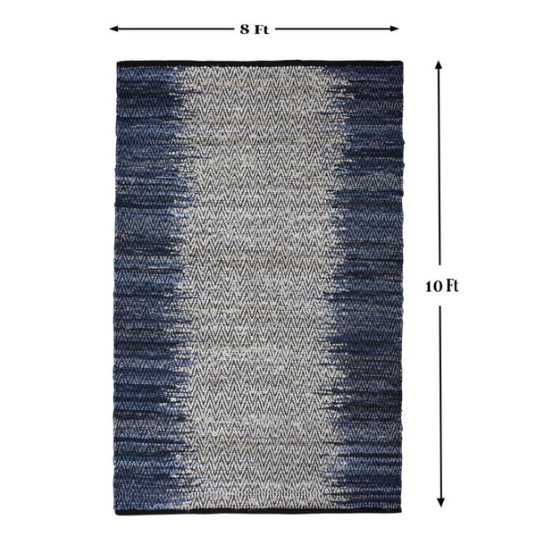 Homeroots 8' X 10' Hand Woven Blue Patchwork Area Rug - Unique Artisan Design For Stylish Home Décor  Cotton Blend 557129