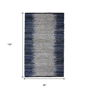 Homeroots 8' X 10' Hand Woven Blue Patchwork Area Rug - Unique Artisan Design For Stylish Home Décor  Cotton Blend 557129