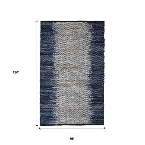 Homeroots 8' X 10' Hand Woven Blue Patchwork Area Rug - Unique Artisan Design For Stylish Home Décor  Cotton Blend 557129