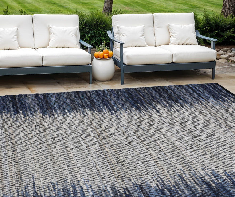 Homeroots 8' X 10' Hand Woven Blue Patchwork Area Rug - Unique Artisan Design For Stylish Home Décor  Cotton Blend 557129