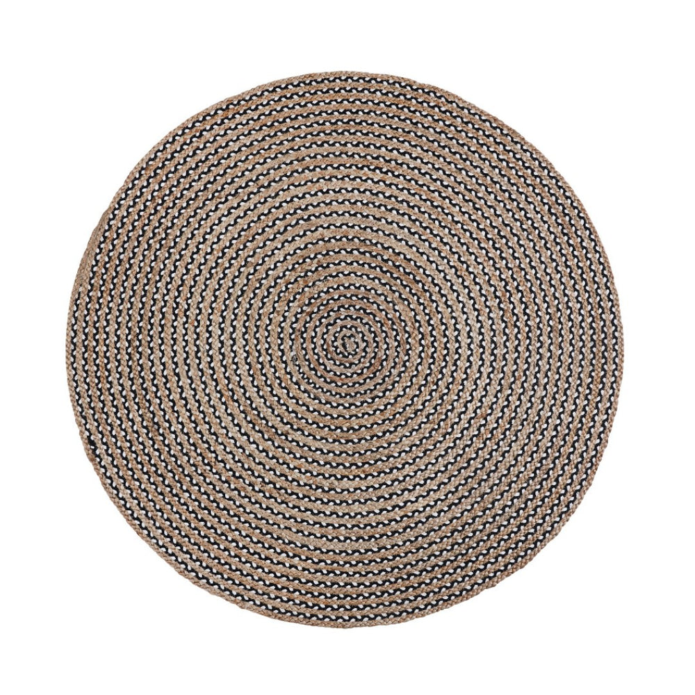 HomeRoots 6' Hand-Woven Jute Round Rug with Vermicular Pattern – Artisan-Made for Warmth & Style in Any Room 557130