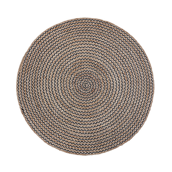 HomeRoots 6' Hand-Woven Jute Round Rug with Vermicular Pattern – Artisan-Made for Warmth & Style in Any Room 557130