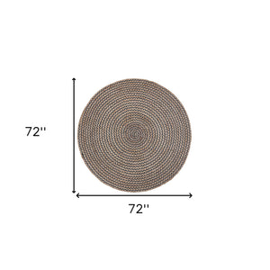 Homeroots 6' Hand Woven Natural & Black Jute Round Rug - Artisan Crafted, Unique Geometric Design For Home Decor  Jute 557130