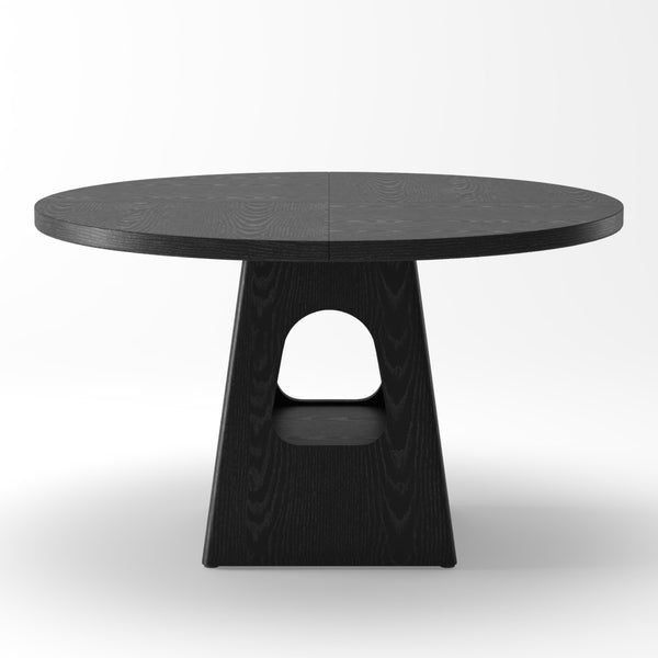 English Elm Round Farmhouse Dining Table 47 Inch Wooden Top with Lower Storage Shelf Seats Six Black W757P367147