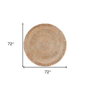Homeroots 6' Natural Jute Geometric Hand Braided Round Rug - Stylish Home Accent For Warmth And Visual Appeal  Jute 557131