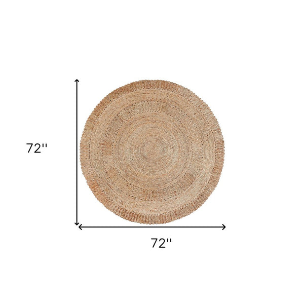 Homeroots 6' Natural Jute Geometric Hand Braided Round Rug - Stylish Home Accent For Warmth And Visual Appeal  Jute 557131