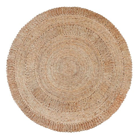 Homeroots 6' Natural Jute Geometric Hand Braided Round Rug - Stylish Home Accent For Warmth And Visual Appeal  Jute 557131