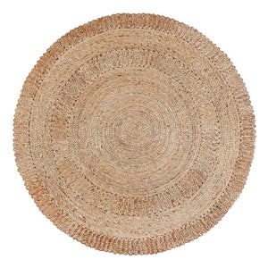 HomeRoots 6' Natural Jute Round Rug - Hand-Braided Geometric Design for Living Rooms, Entryways & Dining Areas 557131