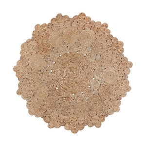 HomeRoots 6' Natural Jute Round Rug - Hand-Braided Geometric Design for Stylish Warmth in Any Room 557133