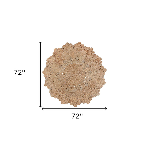 Homeroots 6' Natural Jute Geometric Hand Braided Round Rug - Stylish Home Accent For Warmth And Visual Appeal  Jute 557133